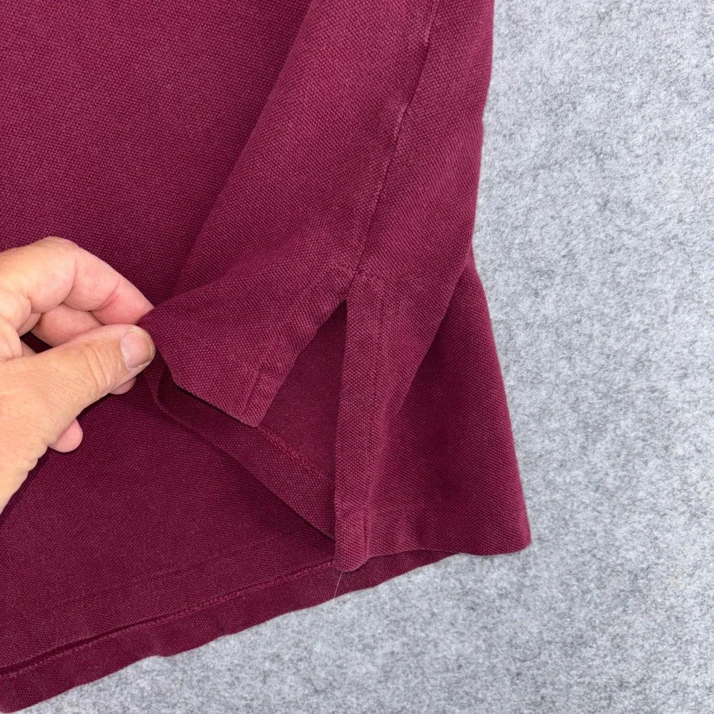 Ralph Lauren Mens XXL Long Sleeve Polo Shirt Burgundy Maroon Cotton Pique Y2K
